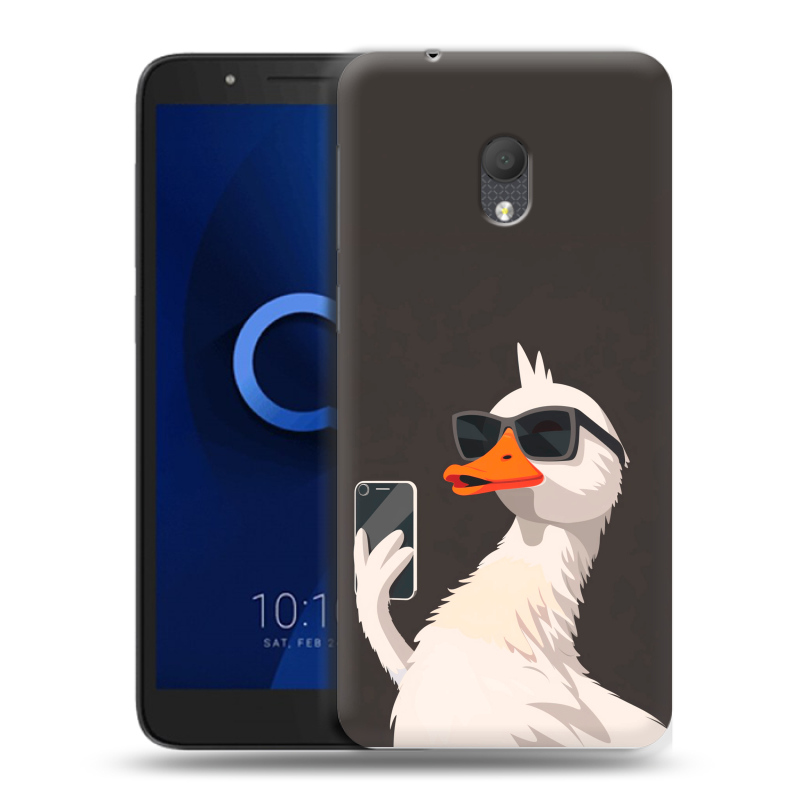 Силиконовый чехол на Alcatel 1C (2019) с принтом утка в очках Силиконовый чехол на Alcatel 1C (2019) с принтом утка в очках