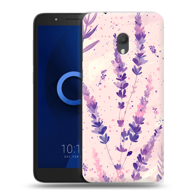 Силиконовый чехол на Alcatel 1C (2019) с принтом цветы лаванда Силиконовый чехол на Alcatel 1C (2019) с принтом цветы лаванда