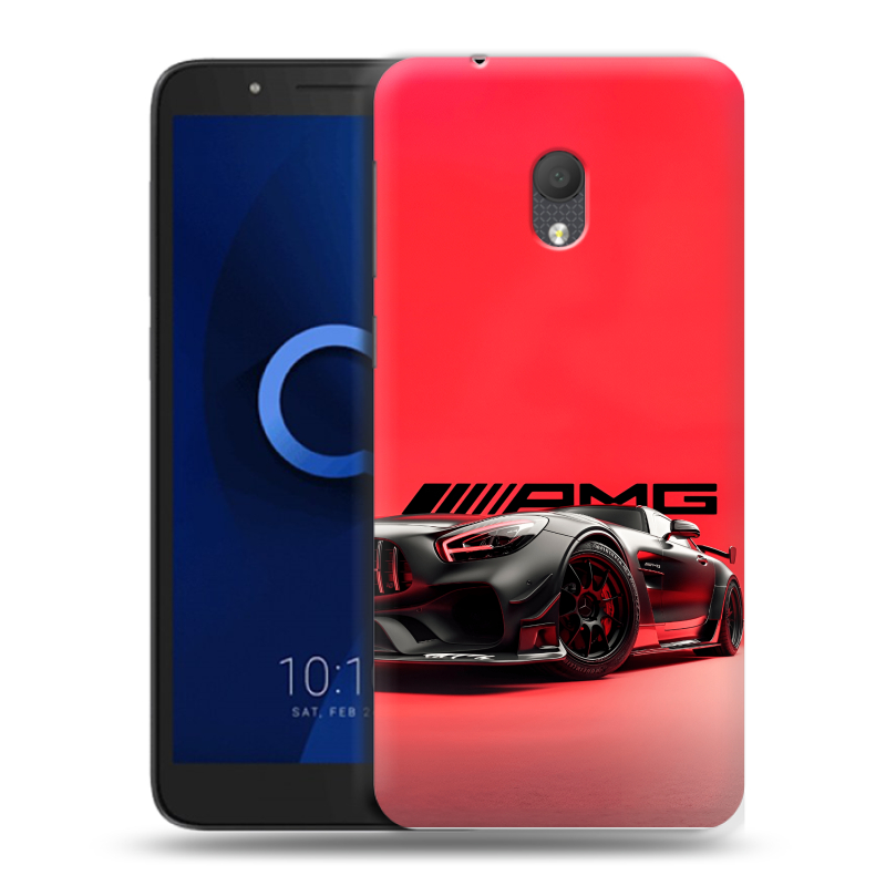 Силиконовый чехол на Alcatel 1C (2019) с принтом Мерседес Mercedes AMG Силиконовый чехол на Alcatel 1C (2019) с принтом Мерседес Mercedes AMG