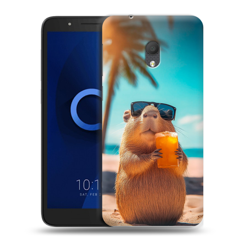 Силиконовый чехол на Alcatel 1C (2019) с принтом Капибара Силиконовый чехол на Alcatel 1C (2019) с принтом Капибара