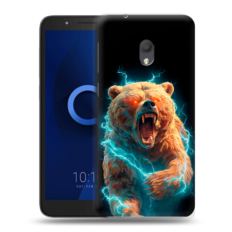 Силиконовый чехол на Alcatel 1C (2019) с принтом Медведь Силиконовый чехол на Alcatel 1C (2019) с принтом Медведь