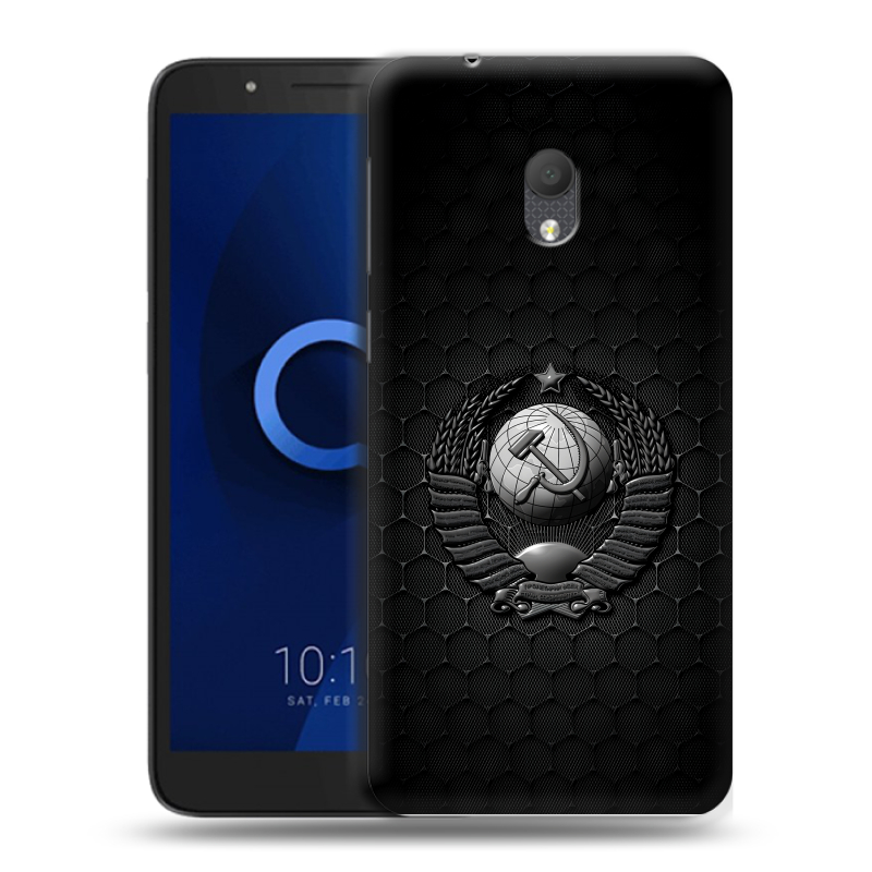 Силиконовый чехол на Alcatel 1C (2019) с принтом Герб Флаг СССР Силиконовый чехол на Alcatel 1C (2019) с принтом Герб Флаг СССР