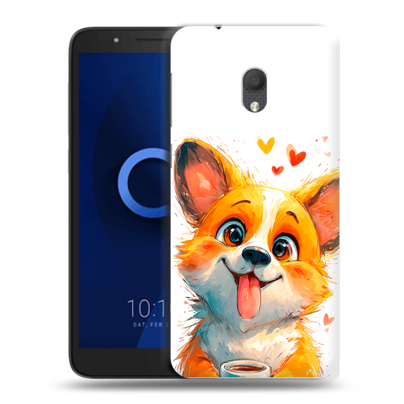 Силиконовый чехол на Alcatel 1C (2019) с принтом корги Силиконовый чехол на Alcatel 1C (2019) с принтом корги