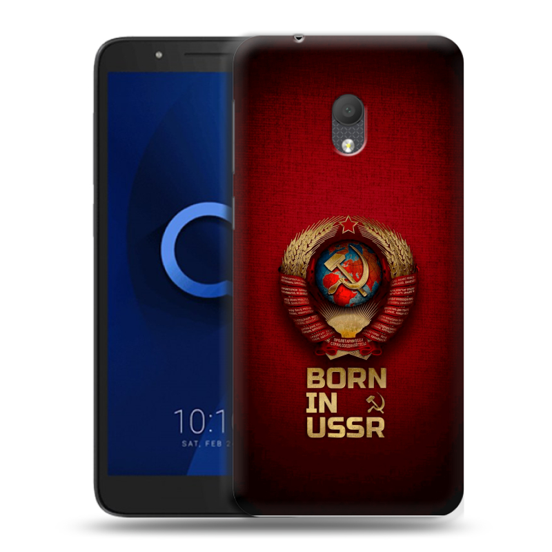 Силиконовый чехол на Alcatel 1C (2019) с принтом Флаг Герб СССР Силиконовый чехол на Alcatel 1C (2019) с принтом Флаг Герб СССР