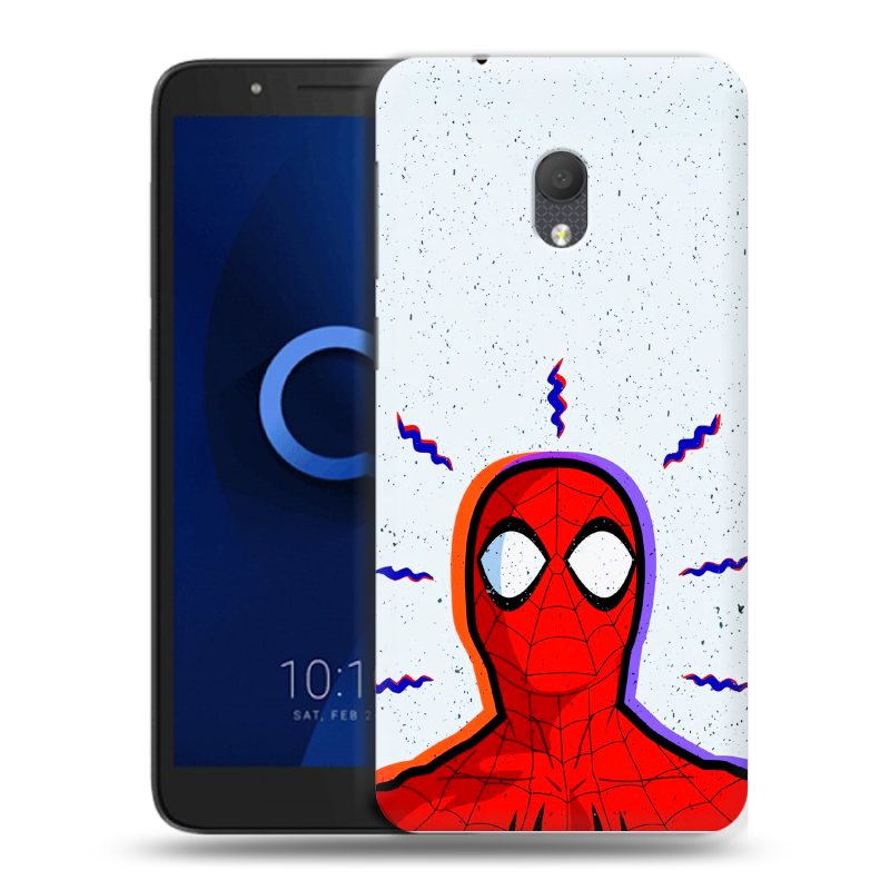 Силиконовый чехол на Alcatel 1C (2019) с принтом Spiderman Человек паук Силиконовый чехол на Alcatel 1C (2019) с принтом Spiderman Человек паук