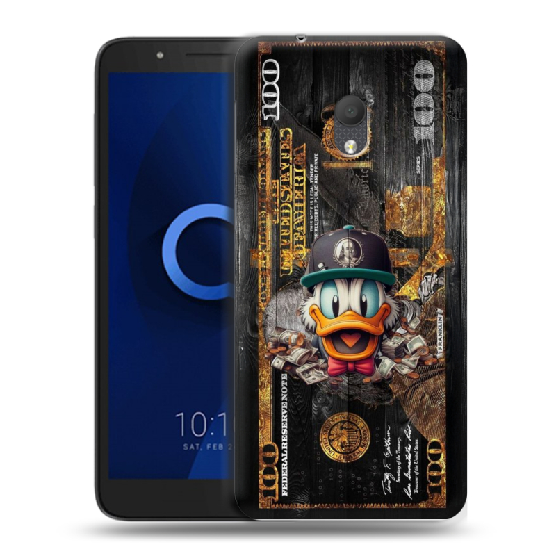 Силиконовый чехол на Alcatel 1C (2019) с принтом Дональд Дак Доллар Силиконовый чехол на Alcatel 1C (2019) с принтом Дональд Дак Доллар