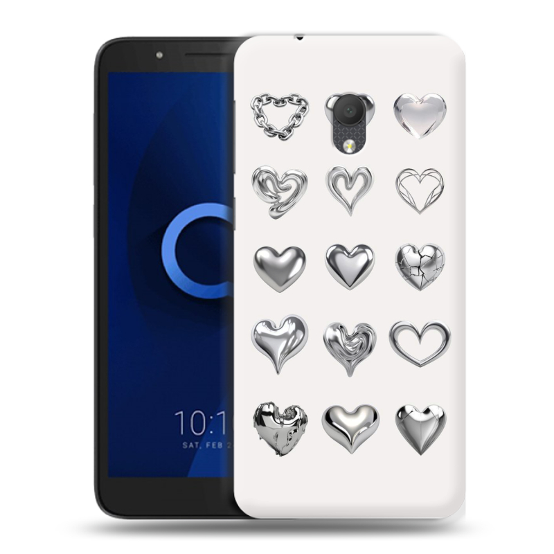 Силиконовый чехол на Alcatel 1C (2019) с принтом Y2K сердечки Силиконовый чехол на Alcatel 1C (2019) с принтом Y2K сердечки
