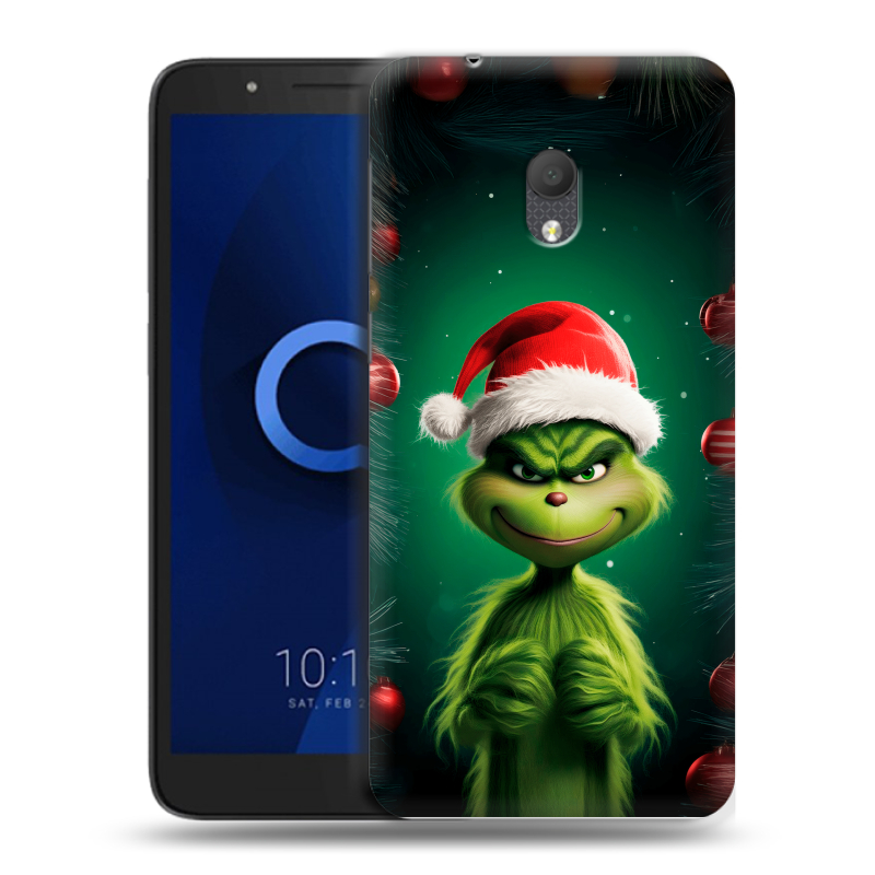 Силиконовый чехол на Alcatel 1C (2019) с принтом Гринч Новый год Рождество Силиконовый чехол на Alcatel 1C (2019) с принтом Гринч Новый год Рождество