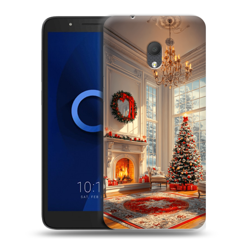 Силиконовый чехол на Alcatel 1C (2019) с принтом Новый год Силиконовый чехол на Alcatel 1C (2019) с принтом Новый год