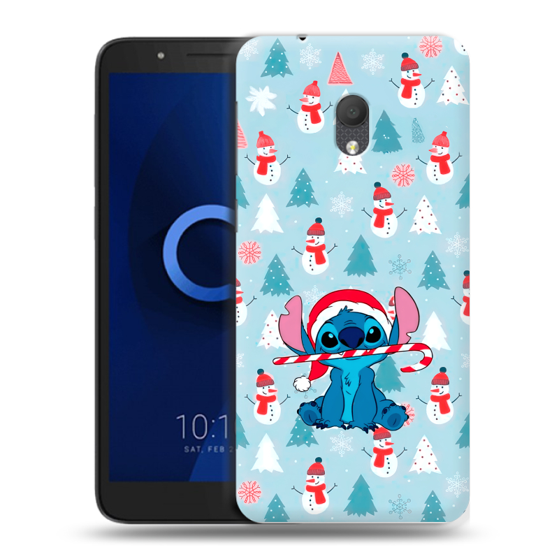 Силиконовый чехол на Alcatel 1C (2019) с принтом Стич Новый год Силиконовый чехол на Alcatel 1C (2019) с принтом Стич Новый год
