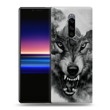 Силиконовый чехол на Sony Xperia 1 с принтом Волк Силиконовый чехол на Sony Xperia 1 с принтом Волк