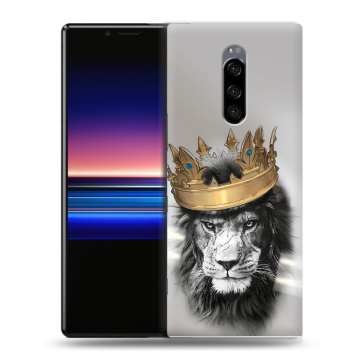 Силиконовый чехол на Sony Xperia 1 с принтом Лев с короной Силиконовый чехол на Sony Xperia 1 с принтом Лев с короной