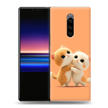 Силиконовый чехол на Sony Xperia 1 с принтом Милые котики Силиконовый чехол на Sony Xperia 1 с принтом Милые котики