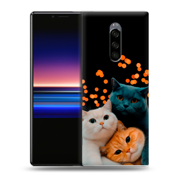 Силиконовый чехол на Sony Xperia 1 с принтом Кошки Силиконовый чехол на Sony Xperia 1 с принтом Кошки