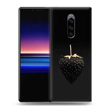 Силиконовый чехол на Sony Xperia 1 с принтом Черная клубника Силиконовый чехол на Sony Xperia 1 с принтом Черная клубника