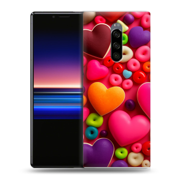 Силиконовый чехол на Sony Xperia 1 с принтом Сердечки Силиконовый чехол на Sony Xperia 1 с принтом Сердечки