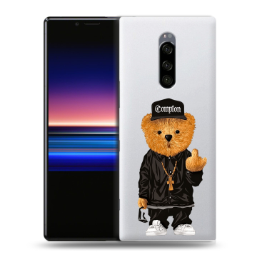 Силиконовый чехол на Sony Xperia 1 с принтом Мишка Силиконовый чехол на Sony Xperia 1 с принтом Мишка