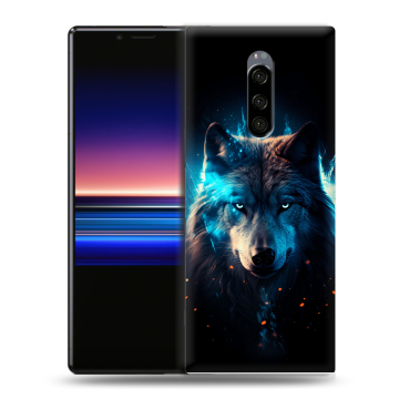 Силиконовый чехол на Sony Xperia 1 с принтом Волк ночной