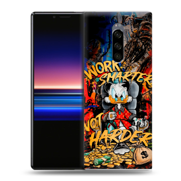 Силиконовый чехол на Sony Xperia 1 с принтом Дональд Дак Деньги Силиконовый чехол на Sony Xperia 1 с принтом Дональд Дак Деньги