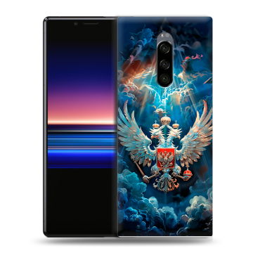 Силиконовый чехол на Sony Xperia 1 с принтом Герб флаг России Силиконовый чехол на Sony Xperia 1 с принтом Герб флаг России