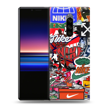 Силиконовый чехол на Sony Xperia 1 с принтом Найк Nike яркий Силиконовый чехол на Sony Xperia 1 с принтом Найк Nike яркий