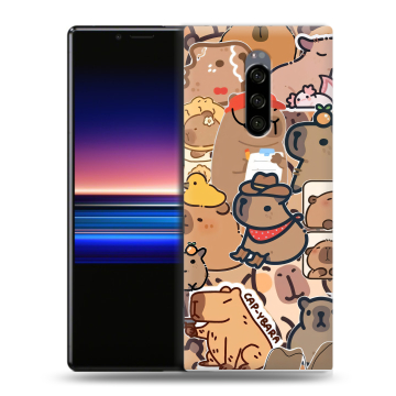 Силиконовый чехол на Sony Xperia 1 с принтом капибара Силиконовый чехол на Sony Xperia 1 с принтом капибара