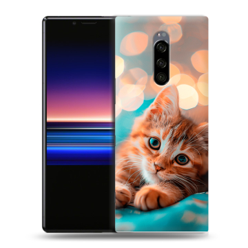 Силиконовый чехол на Sony Xperia 1 с принтом котик Силиконовый чехол на Sony Xperia 1 с принтом котик