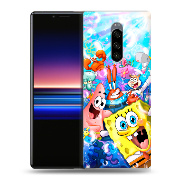 Силиконовый чехол на Sony Xperia 1 с принтом спанчбоб спанч боб Силиконовый чехол на Sony Xperia 1 с принтом спанчбоб спанч боб