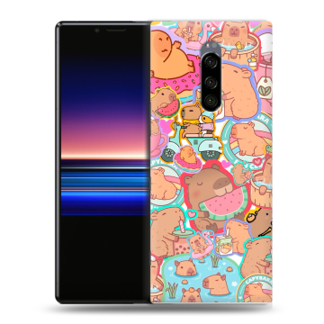 Силиконовый чехол на Sony Xperia 1 с принтом капибары Силиконовый чехол на Sony Xperia 1 с принтом капибары