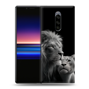 Силиконовый чехол на Sony Xperia 1 с принтом Лев кошки Силиконовый чехол на Sony Xperia 1 с принтом Лев кошки