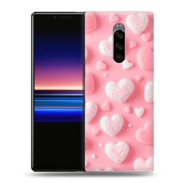 Силиконовый чехол на Sony Xperia 1 с принтом Сердечки Силиконовый чехол на Sony Xperia 1 с принтом Сердечки