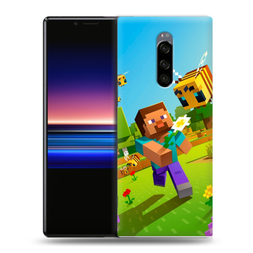 Силиконовый чехол на Sony Xperia 1 с принтом Майнкрафт Minecraft