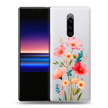 Силиконовый чехол на Sony Xperia 1 с принтом Цветы Силиконовый чехол на Sony Xperia 1 с принтом Цветы