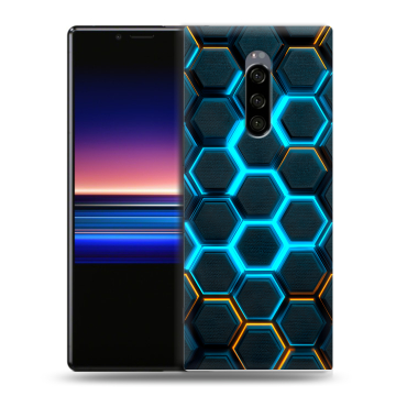 Силиконовый чехол на Sony Xperia 1 с принтом Неоновые соты Силиконовый чехол на Sony Xperia 1 с принтом Неоновые соты