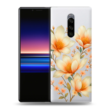 Силиконовый чехол на Sony Xperia 1 с принтом Цветы Силиконовый чехол на Sony Xperia 1 с принтом Цветы