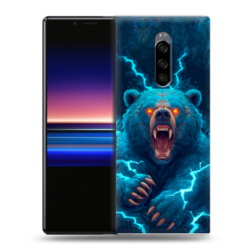 Силиконовый чехол на Sony Xperia 1 с принтом Медведь Силиконовый чехол на Sony Xperia 1 с принтом Медведь