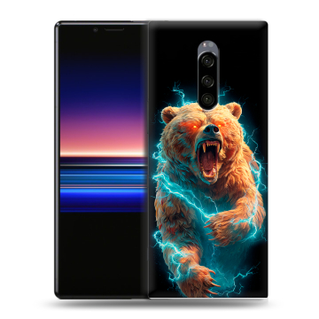 Силиконовый чехол на Sony Xperia 1 с принтом Медведь Силиконовый чехол на Sony Xperia 1 с принтом Медведь