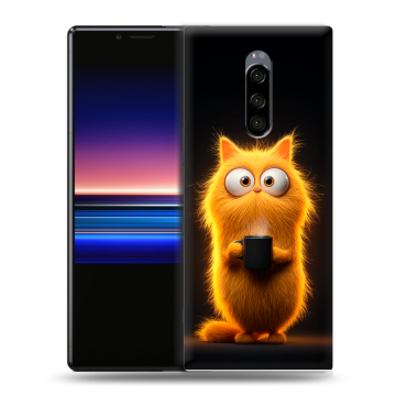 Силиконовый чехол на Sony Xperia 1 с принтом Смешной кот Силиконовый чехол на Sony Xperia 1 с принтом Смешной кот