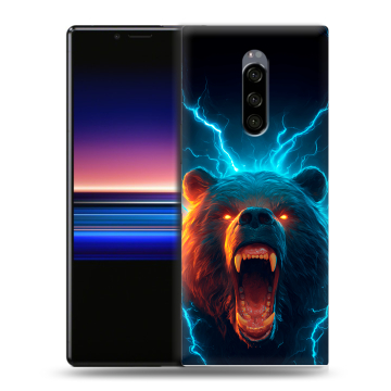 Силиконовый чехол на Sony Xperia 1 с принтом Медведь Силиконовый чехол на Sony Xperia 1 с принтом Медведь