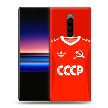 Силиконовый чехол на Sony Xperia 1 с принтом Флаг Герб СССР Силиконовый чехол на Sony Xperia 1 с принтом Флаг Герб СССР