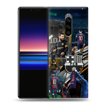 Силиконовый чехол на Sony Xperia 1 с принтом Messi Barcelona Силиконовый чехол на Sony Xperia 1 с принтом Messi Barcelona