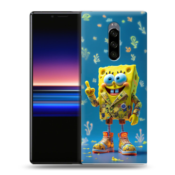 Силиконовый чехол на Sony Xperia 1 с принтом Спанч боб Спанчбоб Силиконовый чехол на Sony Xperia 1 с принтом Спанч боб Спанчбоб