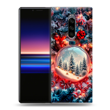 Силиконовый чехол на Sony Xperia 1 с принтом Новый год Силиконовый чехол на Sony Xperia 1 с принтом Новый год