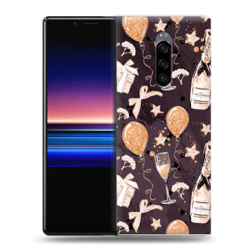 Силиконовый чехол на Sony Xperia 1 с принтом Новый год Силиконовый чехол на Sony Xperia 1 с принтом Новый год