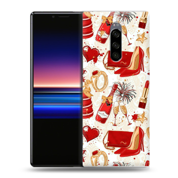 Силиконовый чехол на Sony Xperia 1 с принтом Новый год Силиконовый чехол на Sony Xperia 1 с принтом Новый год