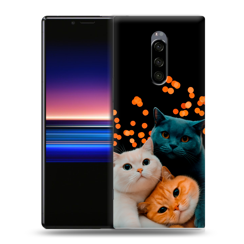 Силиконовый чехол на Sony Xperia 1 с принтом Кошки Силиконовый чехол на Sony Xperia 1 с принтом Кошки