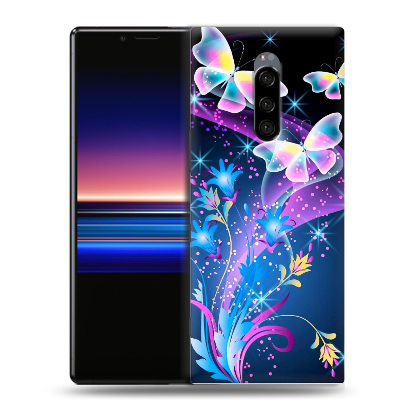 Силиконовый чехол на Sony Xperia 1 с принтом Бабочки Силиконовый чехол на Sony Xperia 1 с принтом Бабочки