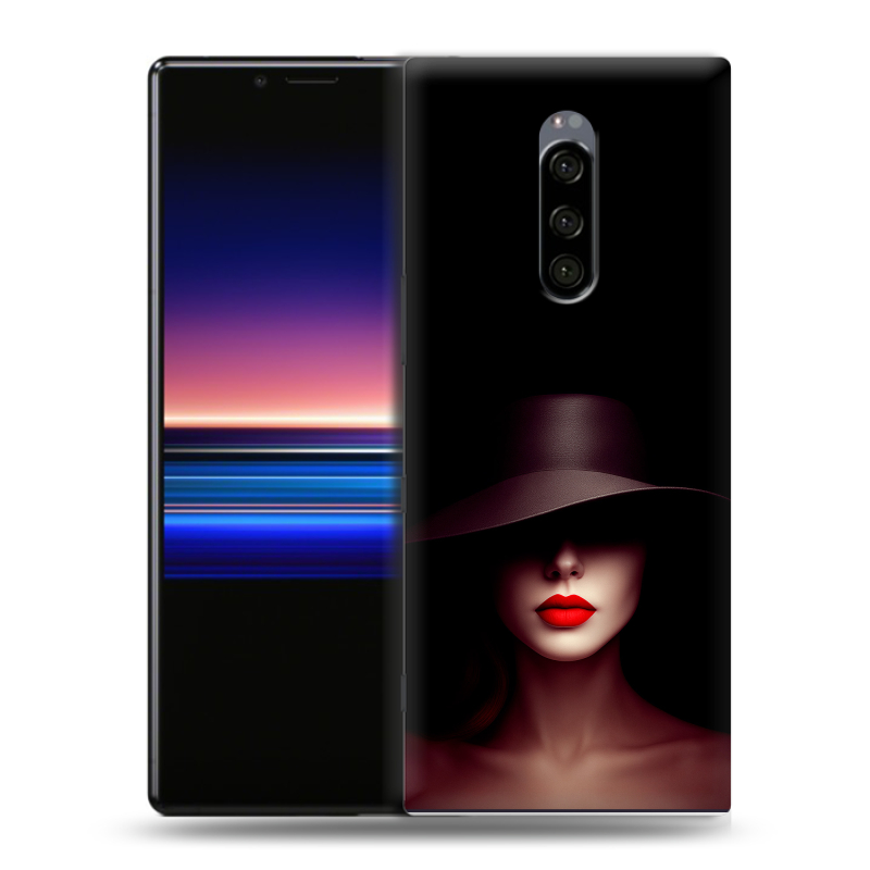 Пластиковый чехол на Sony Xperia 1 с принтом Девушка в шляпе Пластиковый чехол на Sony Xperia 1 с принтом Девушка в шляпе