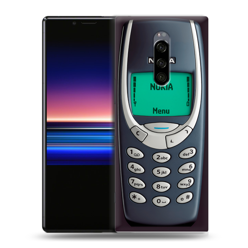 Пластиковый чехол на Sony Xperia 1 с принтом Старый телефон Пластиковый чехол на Sony Xperia 1 с принтом Старый телефон