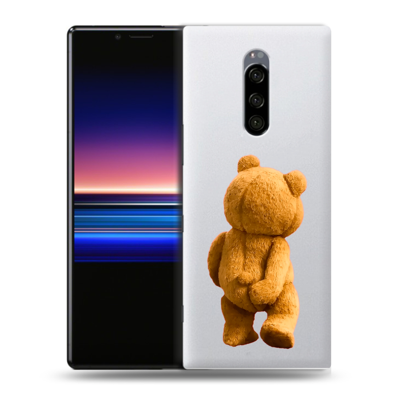 Силиконовый чехол на Sony Xperia 1 с принтом Медведь Силиконовый чехол на Sony Xperia 1 с принтом Медведь